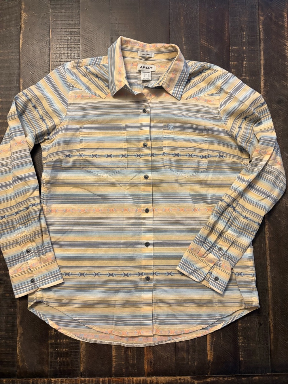 Ariat Womens Multicolor Geometric Aztec Billie Jean Long Sleeve Button-Up Shirt